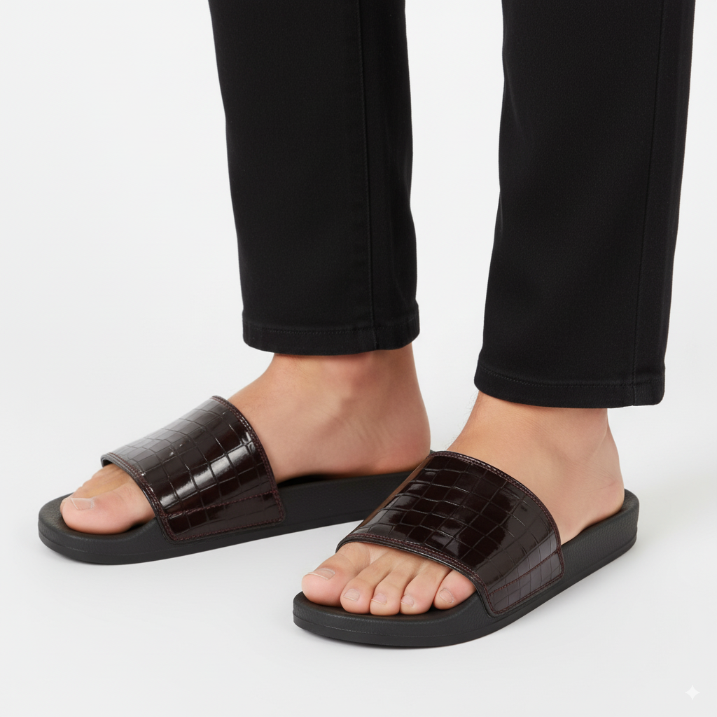 SP 168 CROC SLIDES BROWN
