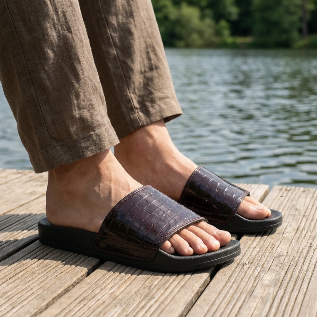 SP 168 CROC SLIDES BROWN